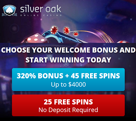 Silver Oak casino 25 free spins nodeposit