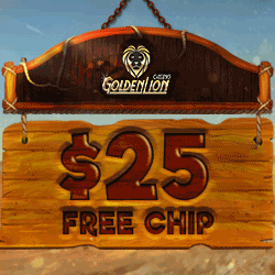 Golden Lion casino $25 free sign up bonus nodeposit!